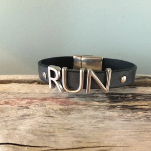 Run Leather Bracelet with Silver Charms image 1