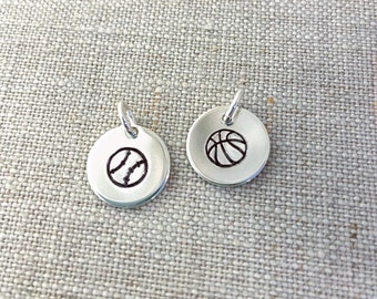 Sports Charms - Sterling Silver 5/8" Basketball - Softball