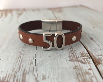 50 Mile/50K Ultra Running Leather Bracelet