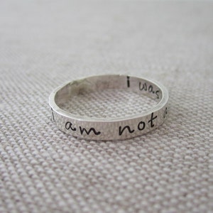 i am not afraid, i was born to do this Sterling Hand Stamped Ring Inspirational Ring Joan of Arc Ring Sporty Girl Jewelry image 2