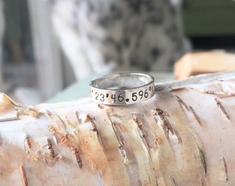 Coordinates Sterling Silver Ring