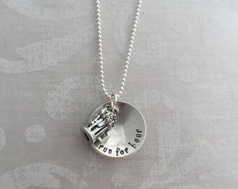 I Run For Beer Sterling Silver Charm Necklace