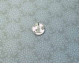Skis with Snowflakes Sterling Silver Charm (with Necklace Option)