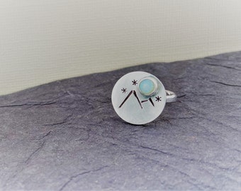 Opal Moon Over the Mountains Ring