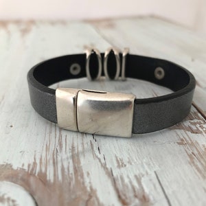 Run Leather Bracelet with Silver Charms image 2