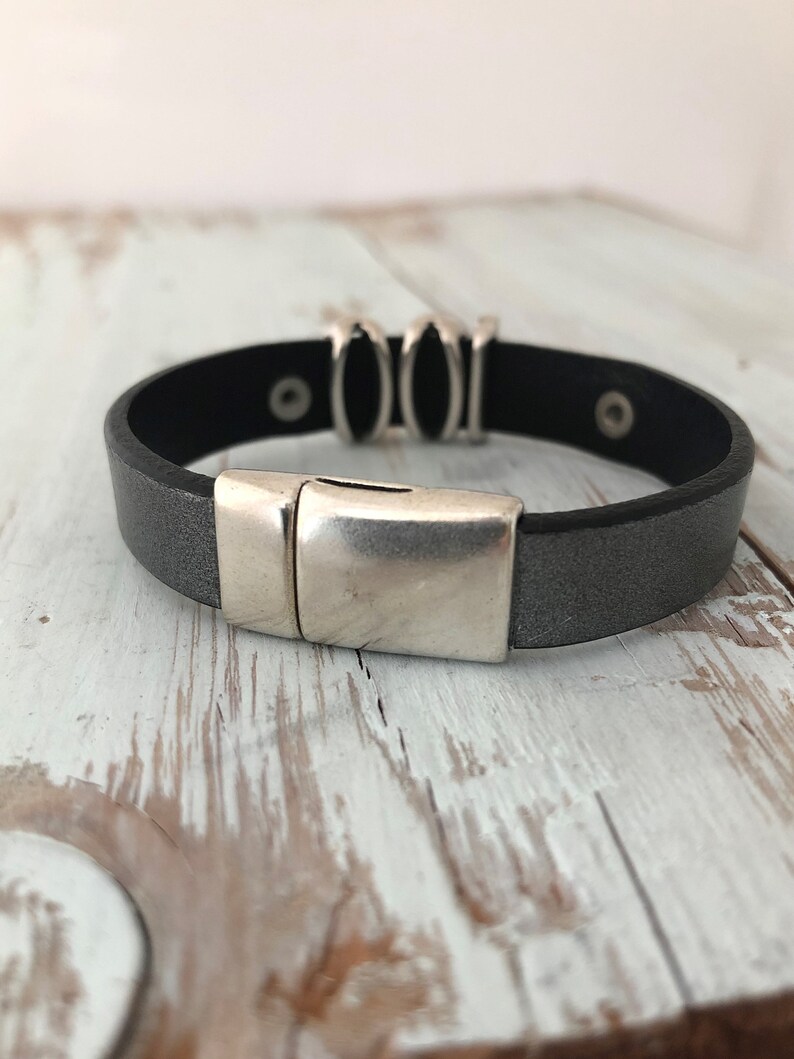 Run Leather Bracelet with Silver Charms image 2