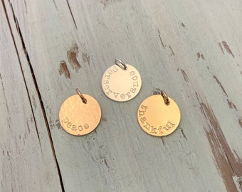 Personalized Charms 5/8" in Sterling Silver, Gold Fill or Rose Gold Fill