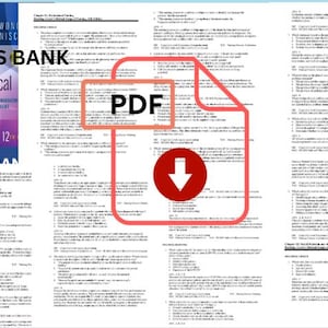 Könnte beinhalten: Bild einer Testbank für Lewis's Medical-Surgical Nursing, 12. Auflage. Das Bild enthält ein PDF-Symbol mit einem roten Download-Pfeil und den Text "TESTS BANK". Das Buchcover ist sichtbar.