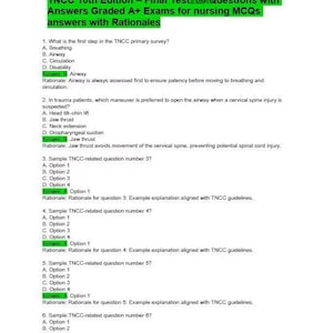 TNCC10E: laatste test. 120 vragen met antwoorden A+ examens voor verpleegkundige MCQ's, antwoorden met beweegredenen