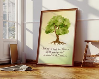 Grounding & Calm Poster Tree Affirmation | Nervous System Regulation Gift for Mom | Digital Mindfulness Poster A3 | Vagus Nerve Relaxation Decor