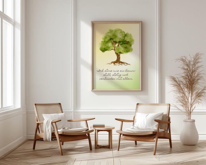 Tree Poster Grounding Printable With Tree & Affirmation for More Peace ...