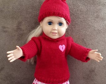 PDF Download Knit Pattern for Sweater, Hat & Socks for 18" Doll