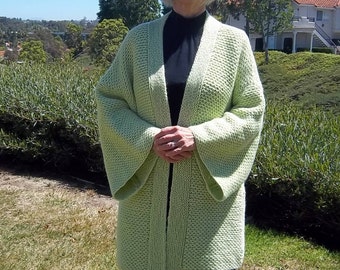 PDF Download Knit Pattern for the Easy Ripple Stitch Kimono Sweater/Jacket - One Size Fits Sizes Small through Large