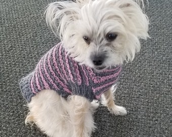 PDF Download Knit Pattern for Snazzy Stripes Dog Sweater - XS, S, M