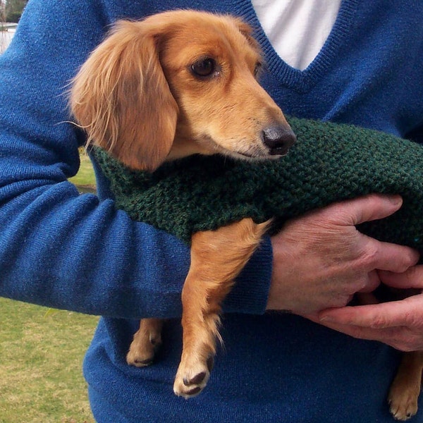 PDF Download Knit Pattern for Seed Stitch Miniature Dachshund Dog Sweater