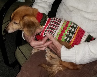 PDF Knitting Pattern Download for Miniature Dachshund Holiday Christmas Sweater