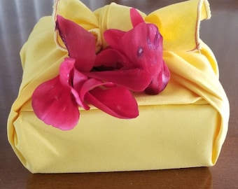 Two Yellow Cotton Furoshiki Wrapping Cloths