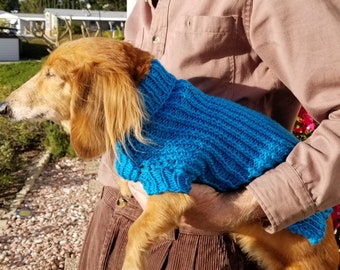 PDF Knitting Pattern Download for Lena's EZ Twisted Rib Miniature Dachshund Sweater