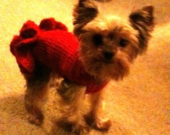 PDF Download Knit Pattern for Sofie's Tiny Dog Knit "Party Dress" for Dogs Five Pounds and Under