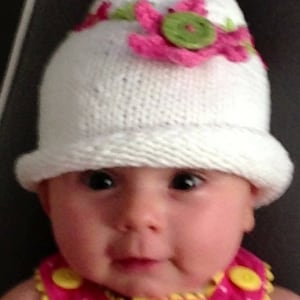 Beau&#39;s Fanciful Flower Baby and Toddler Hat PDF Download Knit Pattern