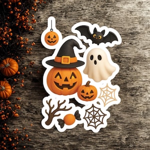 Halloween Kiss-Cut Stickers Set - Spooky Decor, Pumpkin Stickers, Party Favors, Laptop Decals, Holiday Gifts
