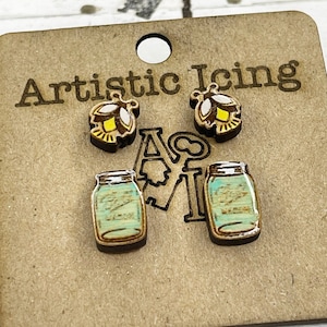 Hand painted wood mason jar and firefly post earrings - your choice jar or Lightenin bug or set of both