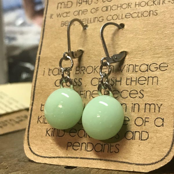 Vintage Jadeite Glass Dangle Earrings