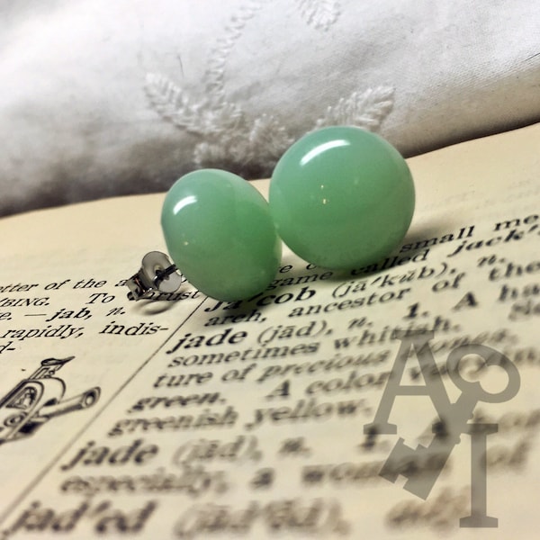 Vintage Jadeite Glass Post Earrings