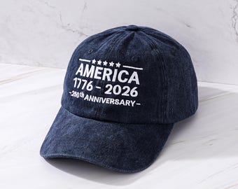 Casquette de baseball unisexe 250e anniversaire, cadeau de Noël patriotique brodé, 1776-2026, casquette de célébration d'anniversaire, chapeau 250e anniversaire
