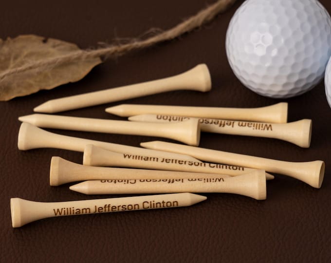 Custom Engraved Wood Golf Tees, Personalized Golf Tees, Golf Tees with name, Golf Gifts for Men, Laser Engraved Golf Tees, Groomsmen gift