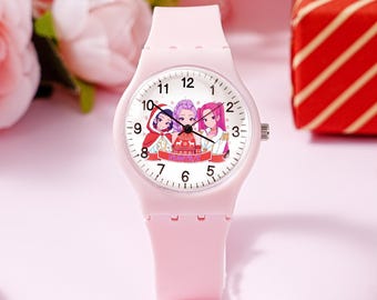 Orologio rosa per bambini in stile anime, orologio da polso del gruppo femminile HUNTRIX, orologio con cinturino in silicone a tema cartoni animati per ragazze, regalo di compleanno, accessorio per studenti