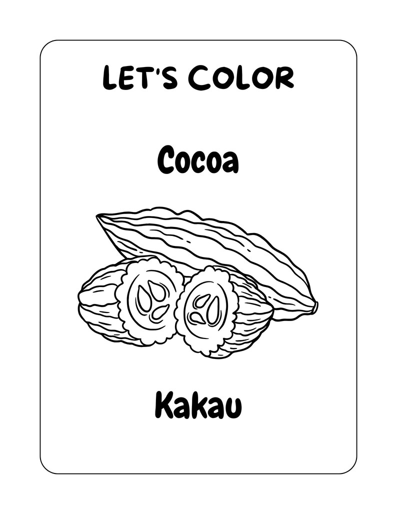 Mini livre de coloriage de fruits | Apprenez 20 noms bilingues (téléchargement numérique) image 2
