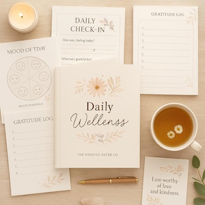 Printable Self-Care Journal for Women – 61-Page Mental Health & Wellness Planner with Affirmations, Mood Tracker, Gratitude and Reflection