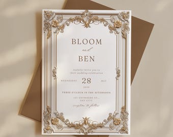 Elegant Baroque Wedding Invitation: Vintage Ornate Arch (Digital Download)