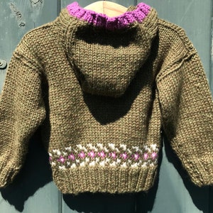 Hand knit baby alpaca tulip flower cardigan sweater, 12-18 months, baby sweater image 3