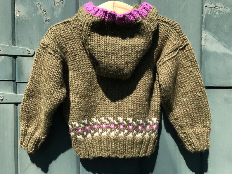 Hand knit baby alpaca tulip flower cardigan sweater, 12-18 months, baby sweater image 3