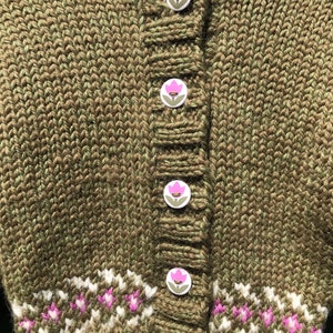 Hand knit baby alpaca tulip flower cardigan sweater, 12-18 months, baby sweater image 4