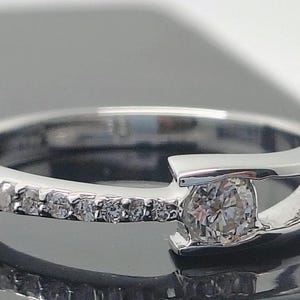 Round Moissanite Statement Ring: Platinum over Sterling Silver