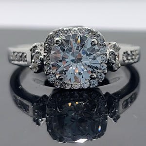 Moissanite Statement Ring: Platinum over Sterling Silver