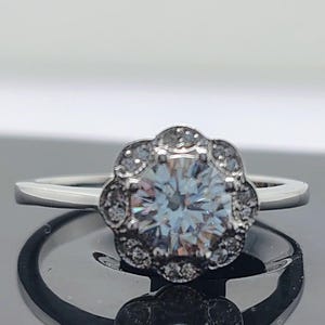 Round Moissanite Statement Ring: Platinum over Sterling Silver