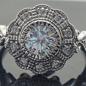 Moissanite Statement Ring: Platinum over Sterling Silver