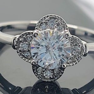 Moissanite Statement Ring: Platinum over Sterling Silver