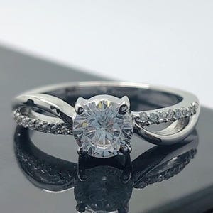 Moissanite Statement Ring: Platinum over Sterling Silver