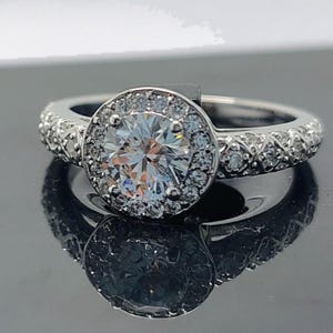 Moissanite Statement Ring: Platinum over 925 Sterling Silver