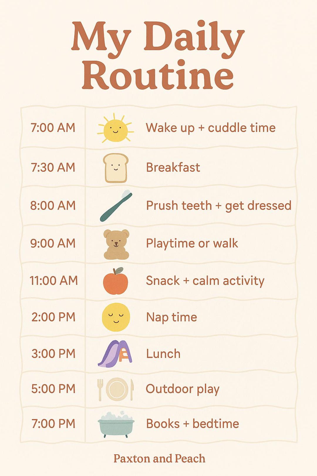 Daily Toddler Routine Chart | Printable Kids Schedule | Visual Routine ...