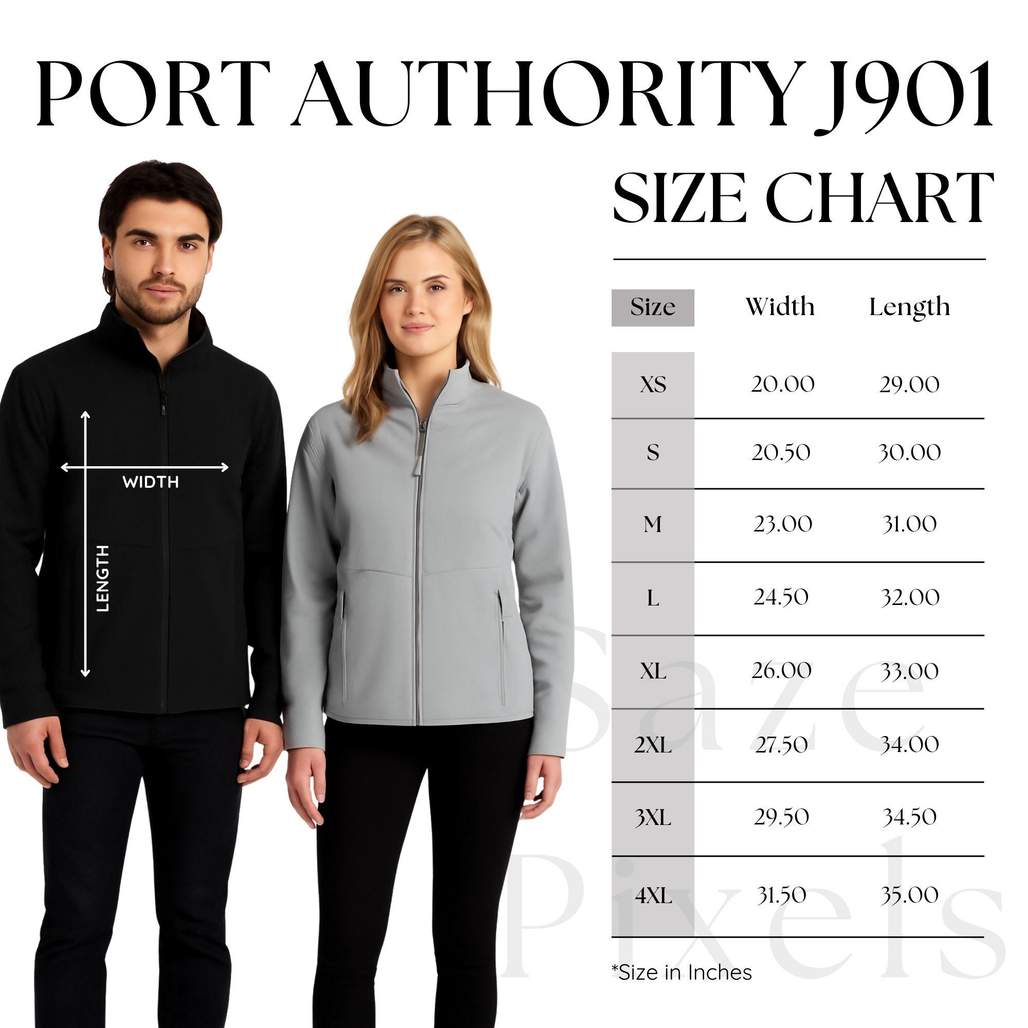 Port Authority J901 Size Chart, PAJ901 Size Chart, Port Authority
