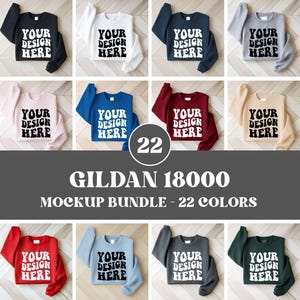 Gildan 18000 Sweatshirt Mockup Bundle, Folded Flat Lay Mockup Bundle, Flatlay Crewneck Sweater Bundle Mockup, G180 Folded Sweatshirt Mockup
