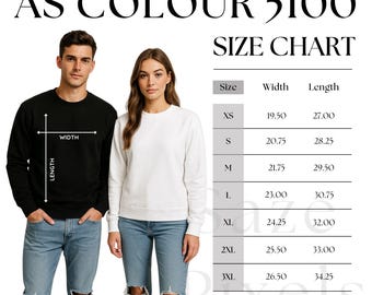 AS Colour 5161 Size Chart | Unisex Oversized Hoodie Size Chart
