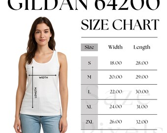 タンクトップサイズ表 I Gildan 64200 サイズ表 I サイズ表 | ユニ