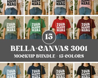 Bella Canvas 3001 T-shirt Mockup Bundle, 3001 Shirt Mockup Bundle, BC 3001 Shirt Mockup Bundle, Unisex Model Shirt Mockup, Real Model Mockup